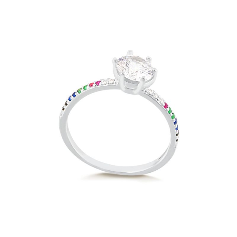 ANEL PRATA 925 COM PEDRAS MULTICOLOR