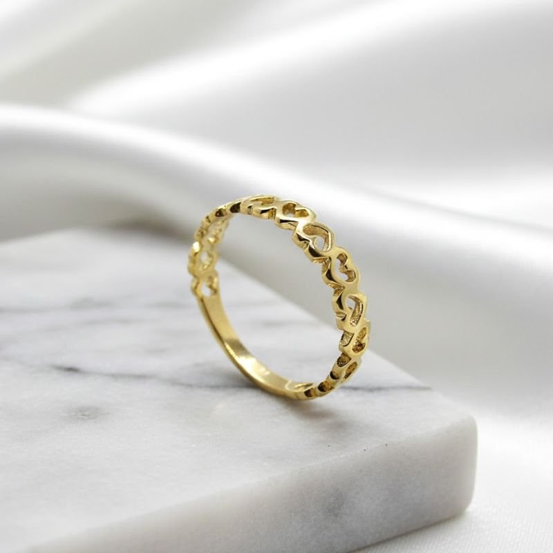 ALIANÇA CORAÇÕES BANHADA A OURO