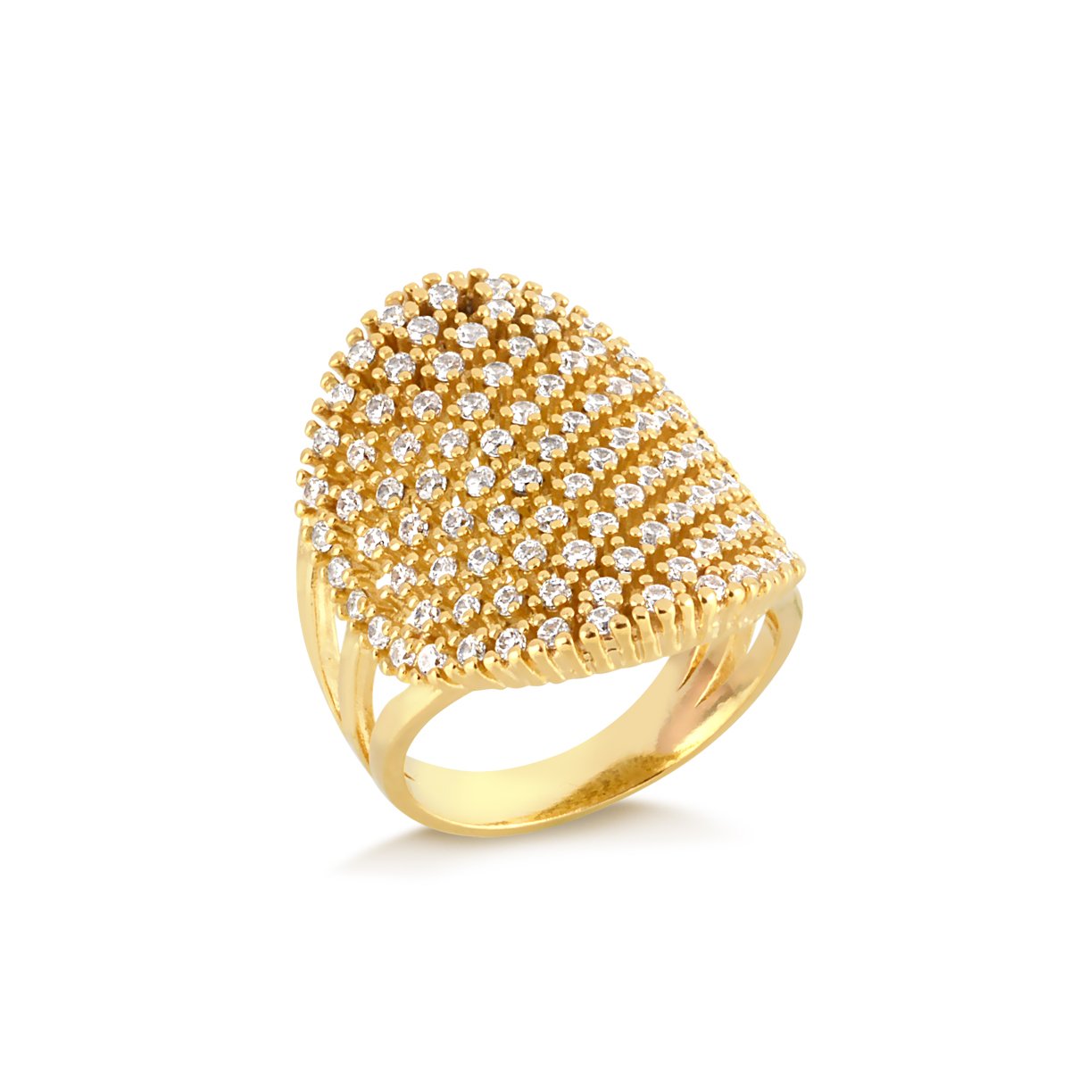 ANEL COM ZIRCÔNIAS BANHADO A OURO 18K