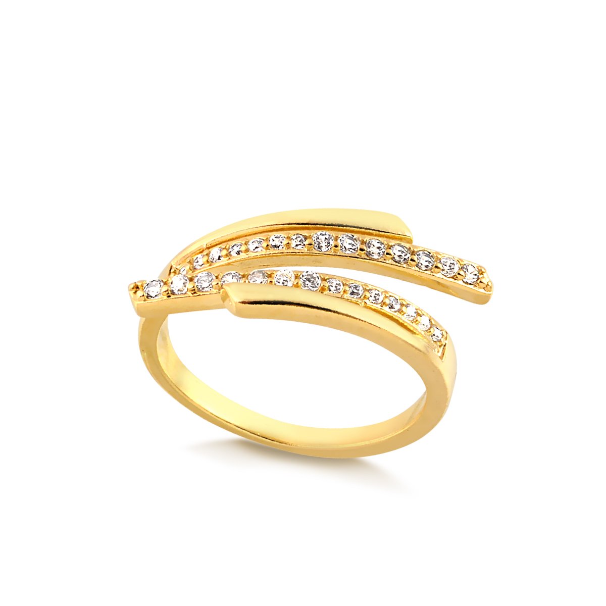 ANEL COM ZIRCÔNIAS BANHADO A OURO