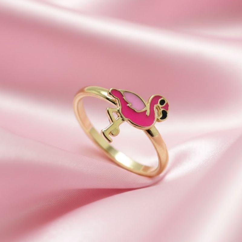 ANEL FLAMINGO INFANTIL BANHADO A OURO