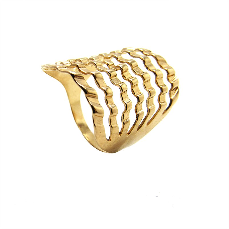 ANEL SETE ONDAS BANHADO A OURO