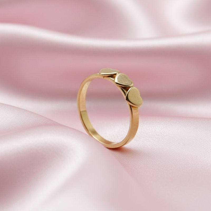 ANEL INFANTIL 3 CORAÇÕES BANHADO A OURO