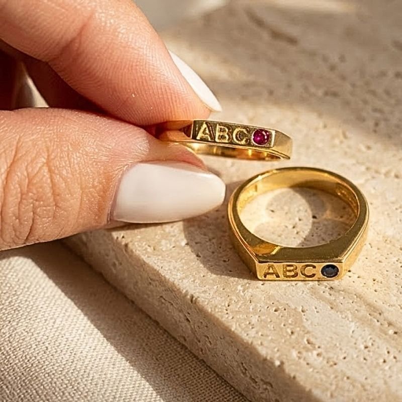 ANEL INFANTIL ABC BANHADO A OURO