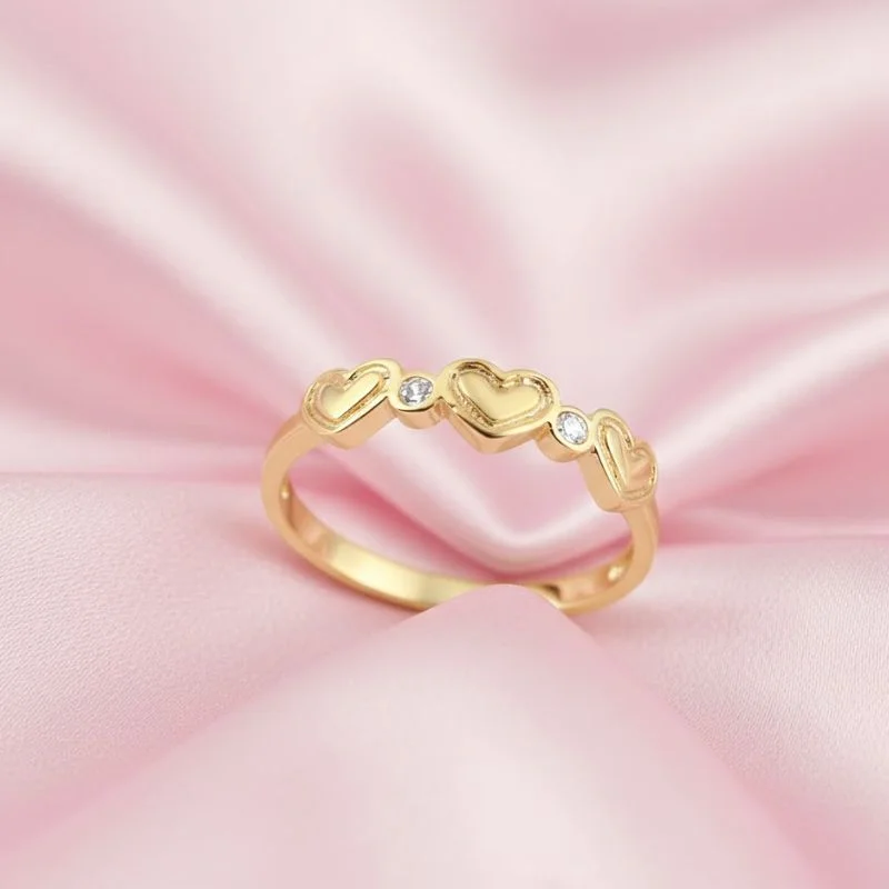 ANEL INFANTIL CORAÇÕES BANHADO A OURO