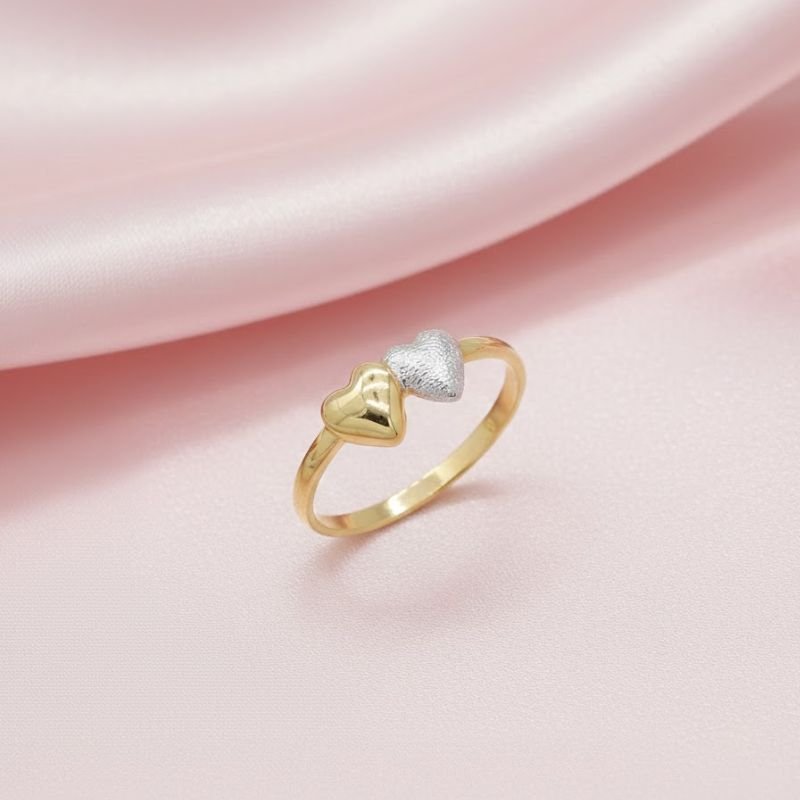 ANEL INFANTIL DOIS CORAÇÕES BANHADO