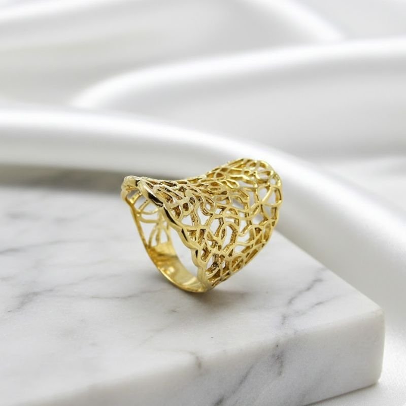 ANEL LARGO BANHADO A OURO 18K
