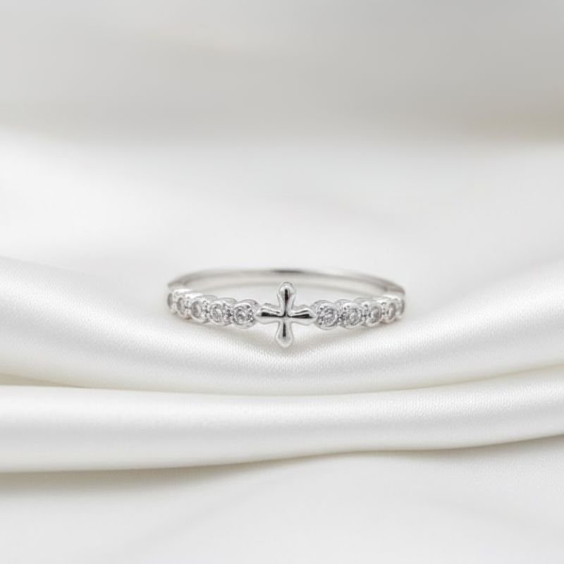 ANEL PRATA 925 APARADOR COM CRUZ