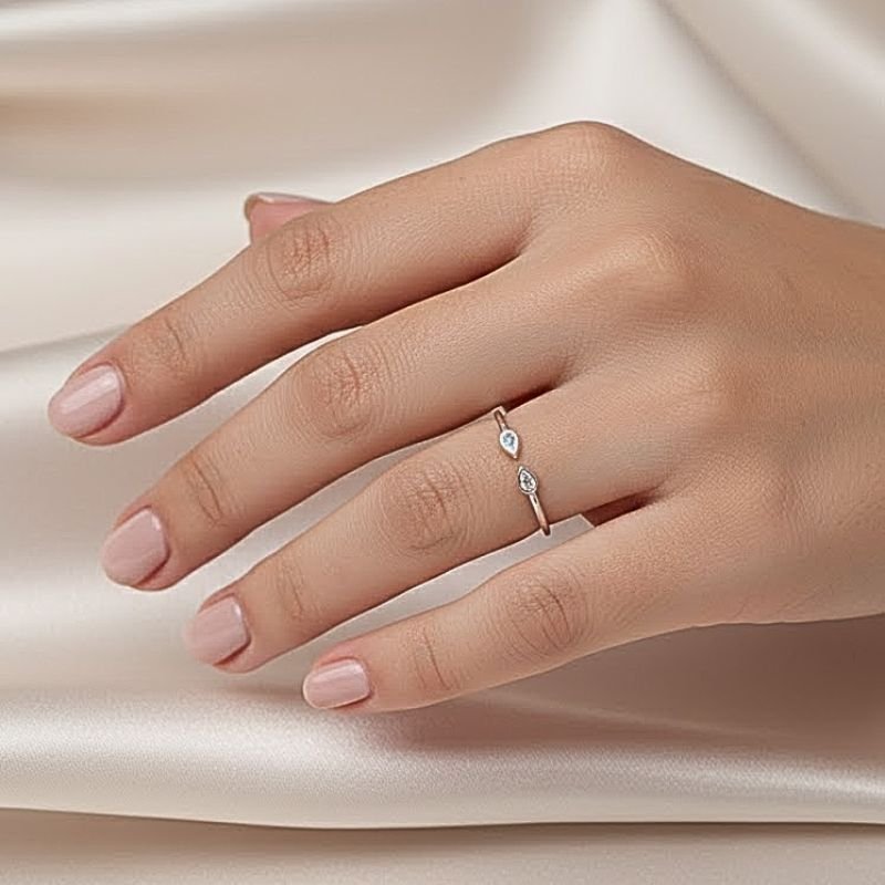 ANEL PRATA 925 COM DUAS PEDRAS