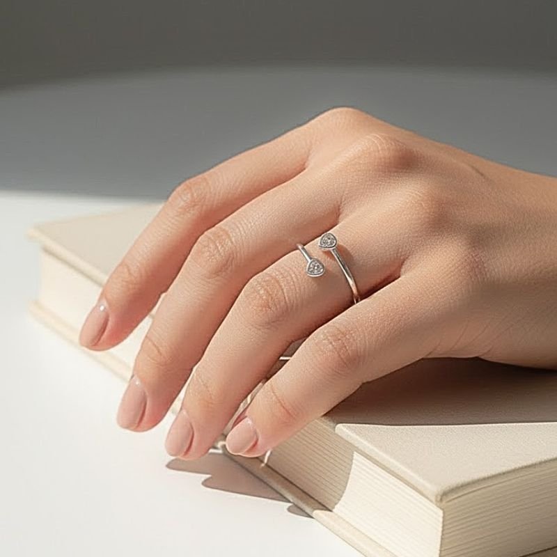 ANEL PRATA 925 DOIS CORAÇÕES