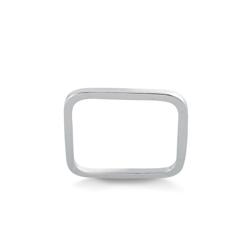 ANEL PRATA QUADRADO LISO