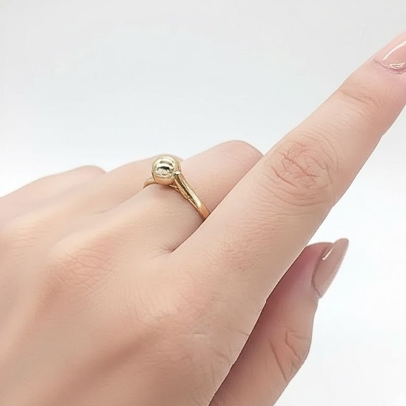 ANEL SOLITÁRIO ESFERA BANHADO A OURO