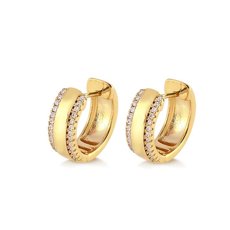 ARGOLA LISO COM DUAS FILEIRAS ZIRCÔNIAS