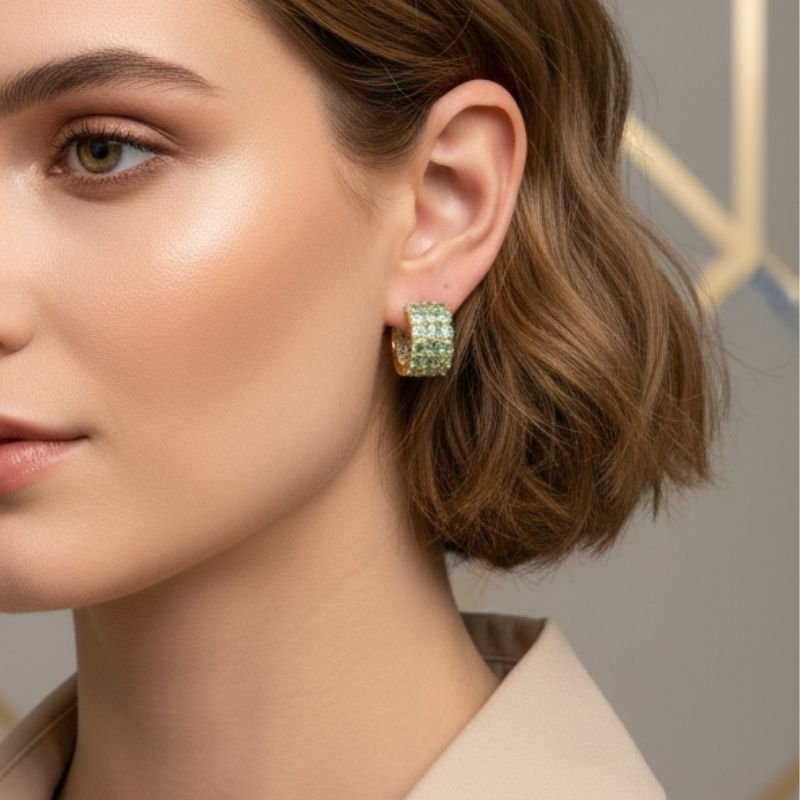ARGOLA ZIRCÔNIAS VERDE ÁGUA