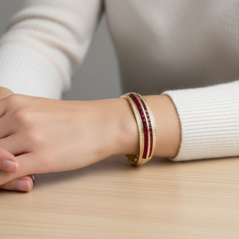 BRACELETE COM PEDRAS ROSA