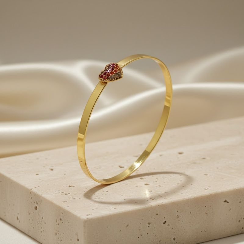 BRACELETE CORAÇÃO ZIRCÔNIAS COLORIDAS