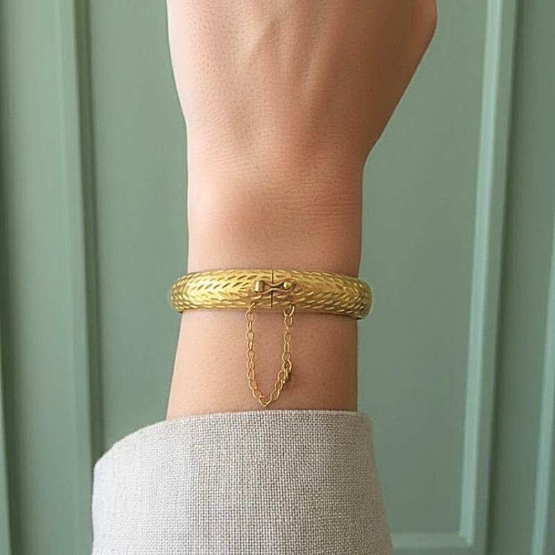 BRACELETE DIAMANTADO LARGO COM PEGA LADRÃO