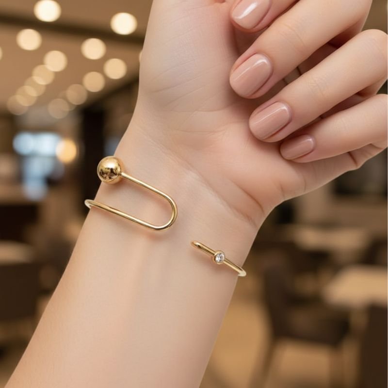 BRACELETE ESFERA E PEDRA