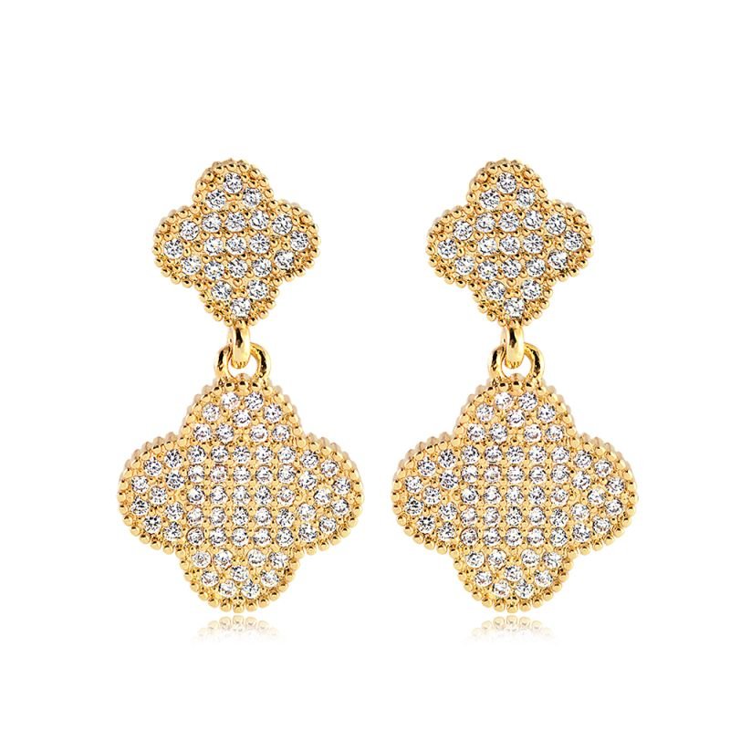 BRINCO TREVO DUPLO COM ZIRCÔNIAS