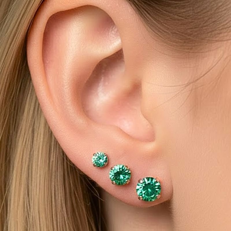 BRINCO TRIO REDONDO PEDRAS PRETAS