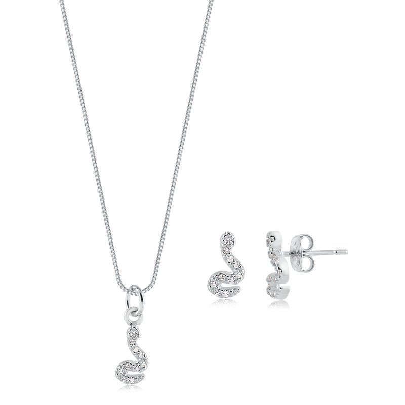 CONJUNTO PRATA COBRA COM ZIRCÕNIAS