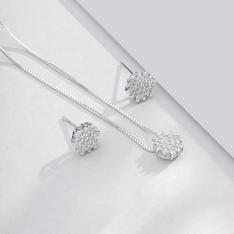 CONJUNTO PRATA COM ZIRCÕNIAS