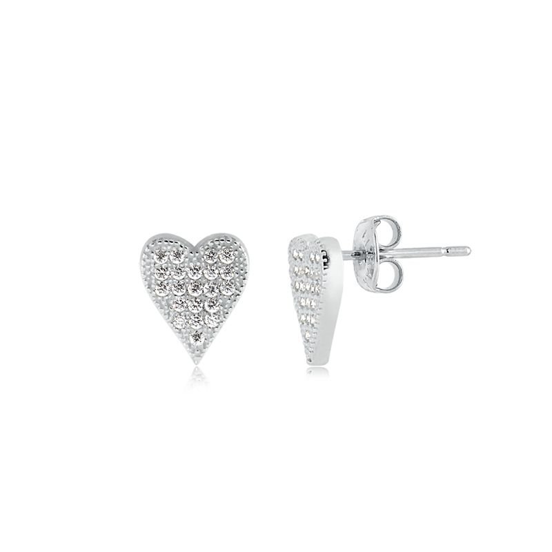 CONJUNTO PRATA CORAÇÃO ZIRCÕNIA