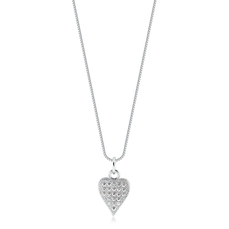 CONJUNTO PRATA CORAÇÃO ZIRCÕNIA