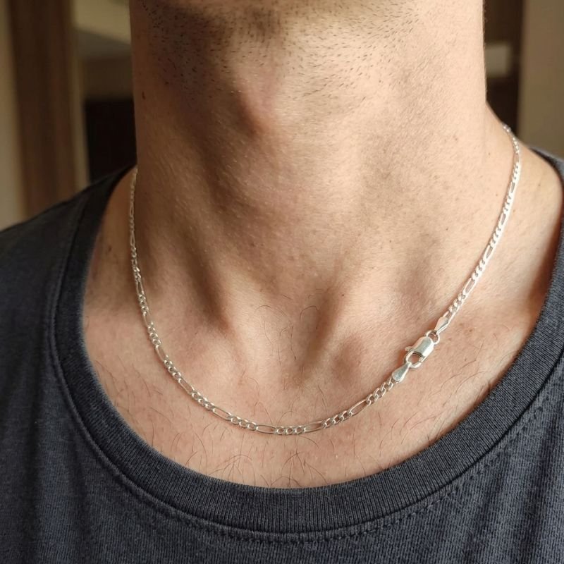Corrente Figaro 3x1 Prata 925 Italiana – O Clássico Masculino Definitivo ✨
