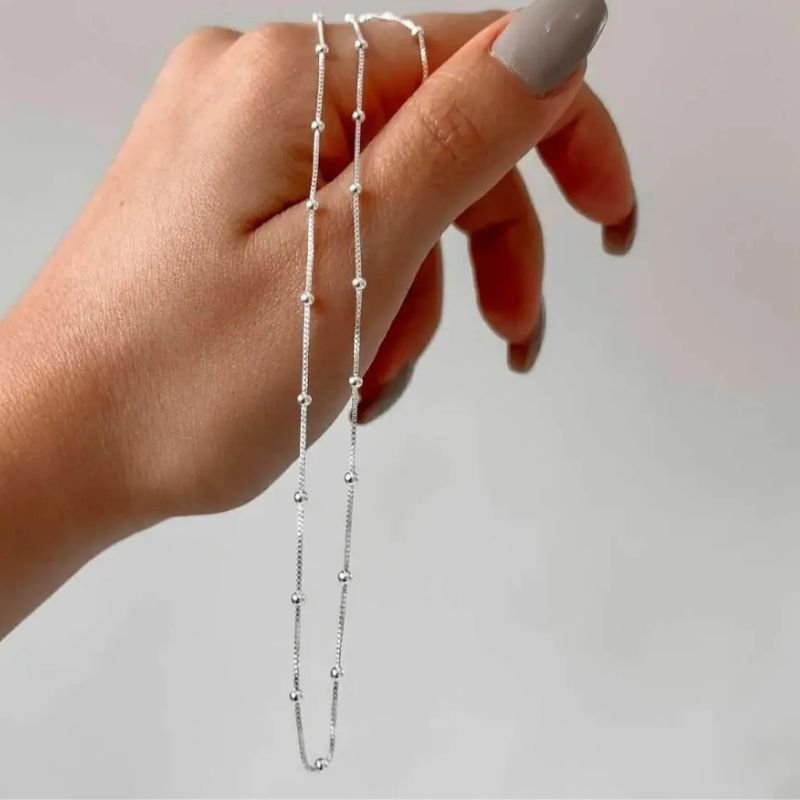 ✨ CORRENTE EM PRATA 925 COM ESFERAS – DELICADEZA AUTÊNTICA E BRILHO ELEGANTE