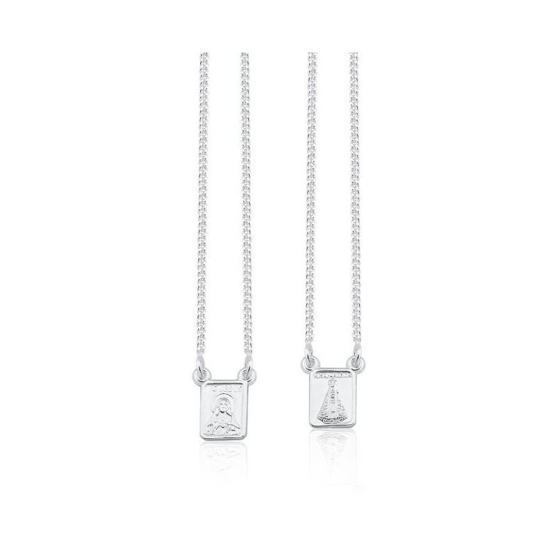 ESCAPULÁRIO PRATA 925 APARECIDA E SAGRAD