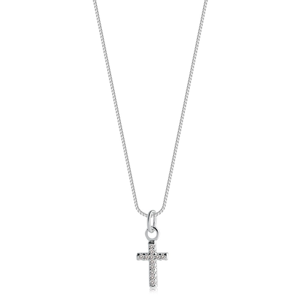 GARGANTILHA PRATA CRUZ DELICADA