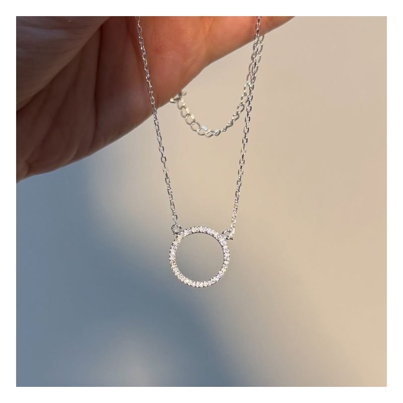 GARGANTILHA PRATA ELO CRAVEJADO