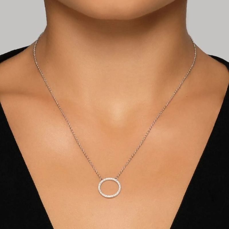 GARGANTILHA PRATA ELO CRAVEJADO