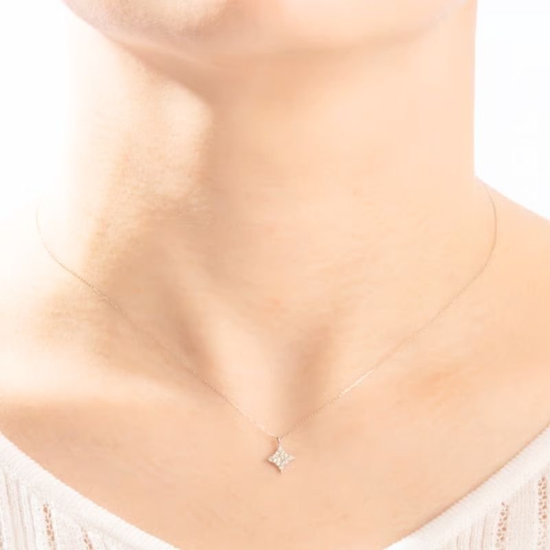 GARGANTILHA PRATA PING QUADRADO CRAVEJAD