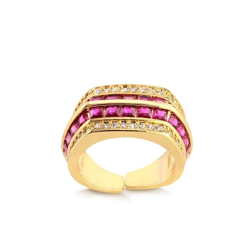 MIX BRACELETE E ANEL PEDRA ROSA