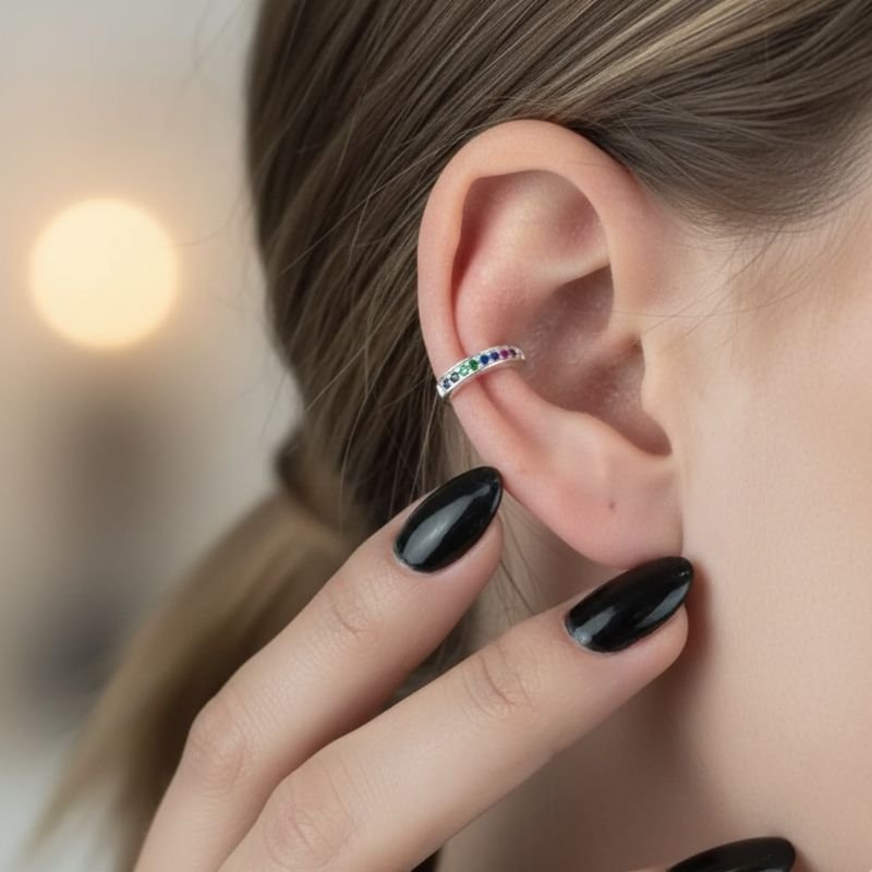 PIERCING PRATA 925 MULTICOLOR GARANTIA VITALÍCIA