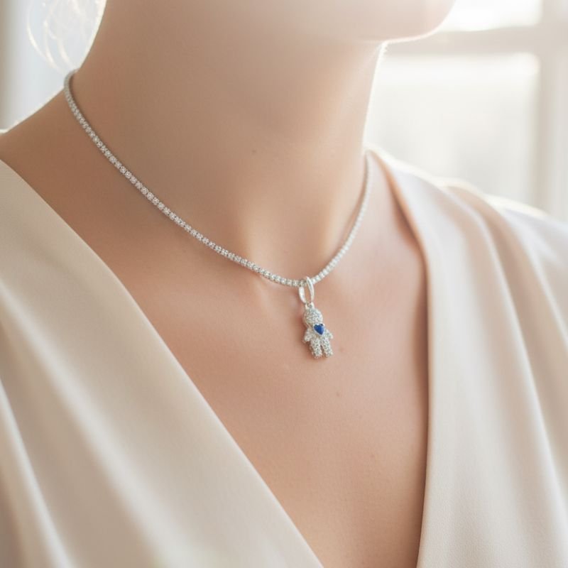 PINGENTE PRATA FILHO CRAVEJADO E PEDRA