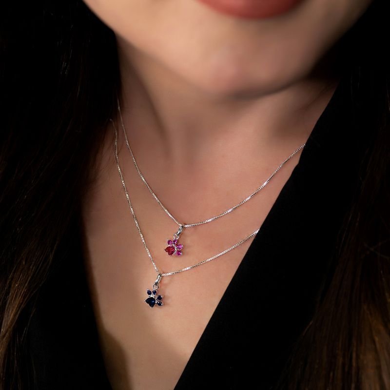 PINGENTE PRATA PATA CACHORRO COLORIDA