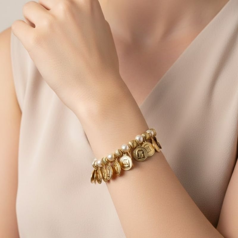 PULSEIRA BOLAS E PÉROLAS COM MANDAMENTOS