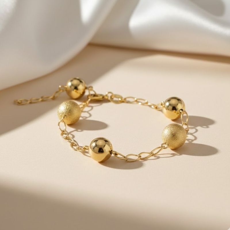 PULSEIRA COM BOLA LISA E DIAMANTADA