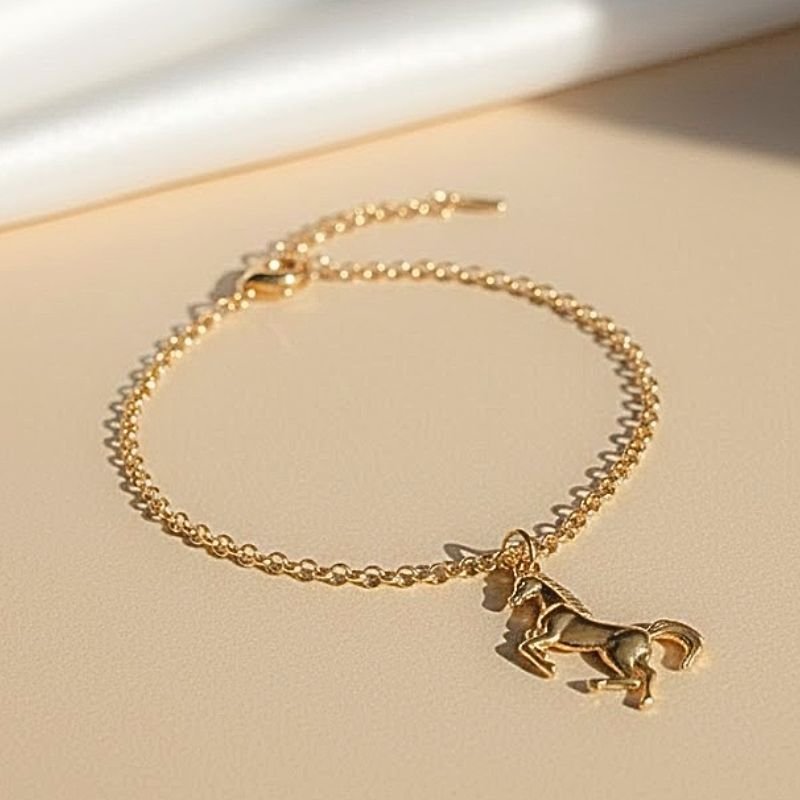 PULSEIRA COM CAVALO BANHADA A OURO