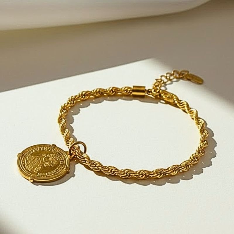 PULSEIRA CORDÃO BAIANO E MOEDA AUSTRÍACA