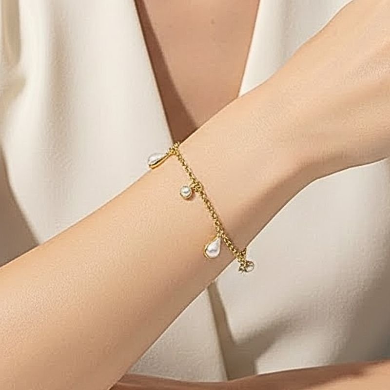 PULSEIRA ELO PORTUGUÊS E PÉROLAS