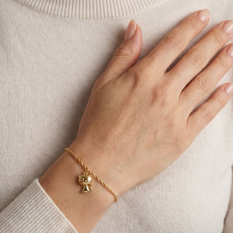 PULSEIRA GATO BANHADO A OURO 18K