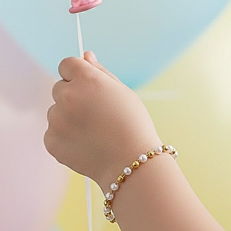 PULSEIRA INFANTIL BOLINHAS E PÉROLAS