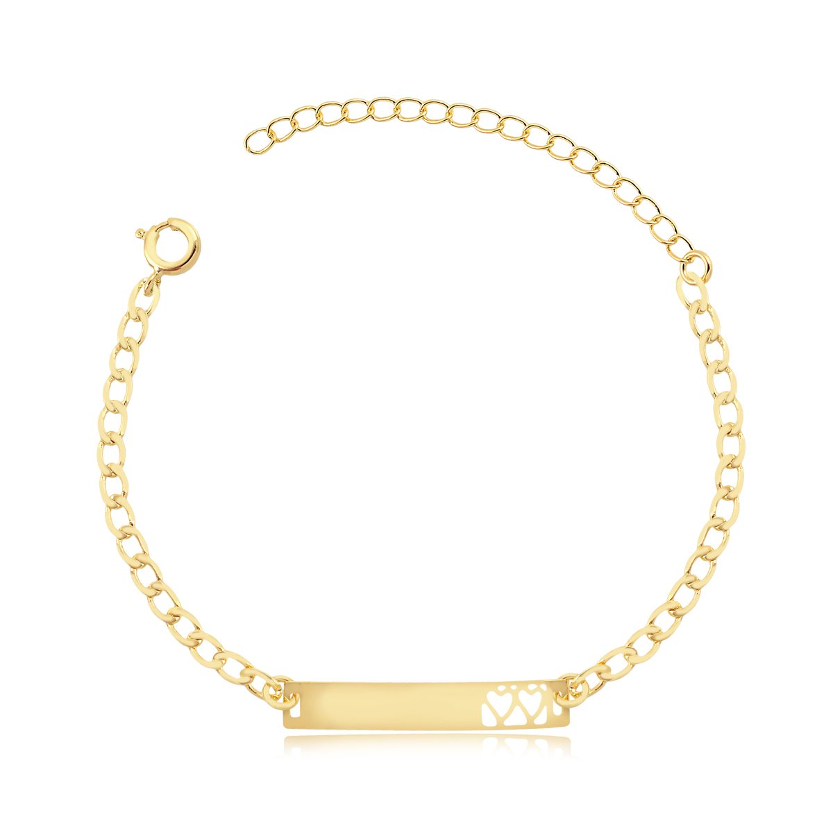 PULSEIRA INFANTIL PLACA DOIS CORAÇÃO VAZADO