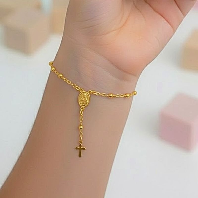 PULSEIRA INFANTIL TERÇO BOLINHAS