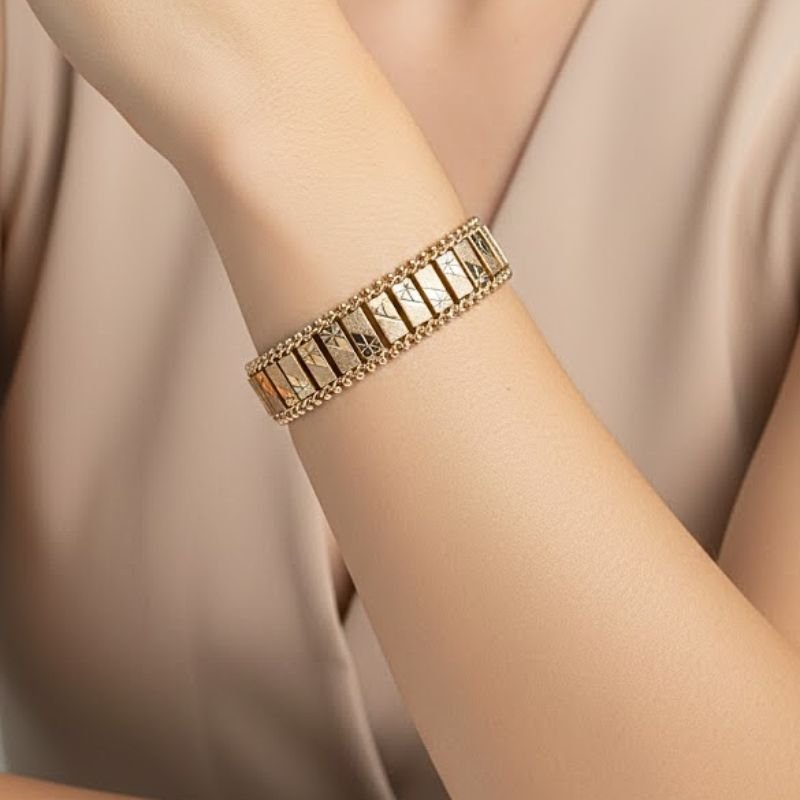 PULSEIRA LARGA DIAMANTADA ROSE 19CM