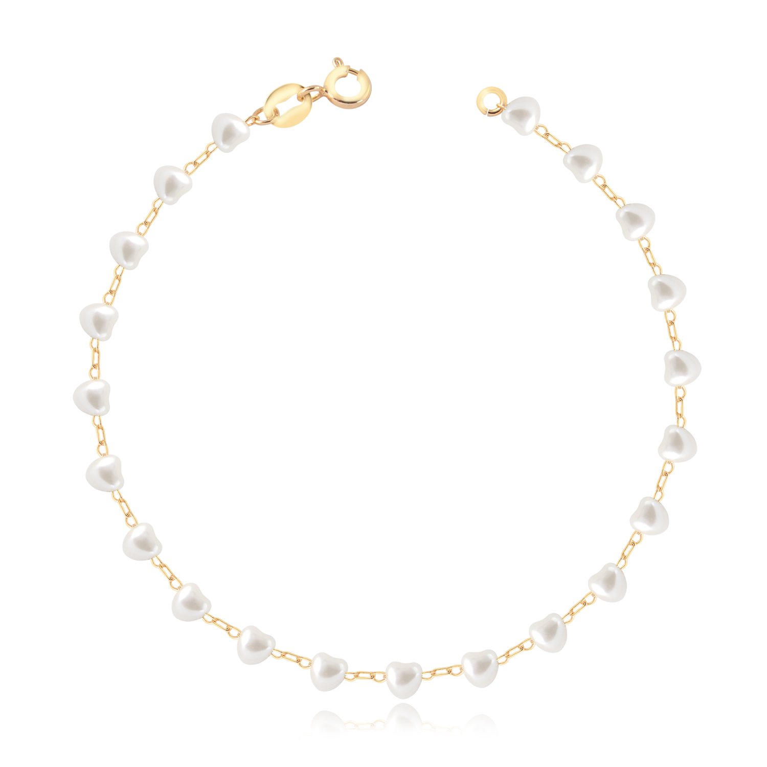 PULSEIRA MALHA CORAÇÕES EM PÉROLA